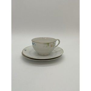 Vintage Delicate Noritake Coffe Cup w/flowers and 2 Bread Plates